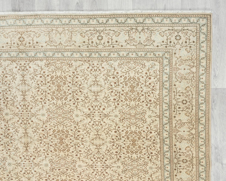 Beige Turkish Oushak Rug 6'5" x 9'10" Hand-Knotted | No. VR25239