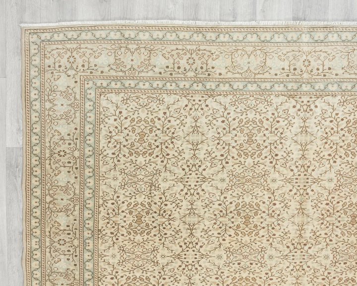 Beige Turkish Oushak Rug 6'5" x 9'10" Hand-Knotted | No. VR25239