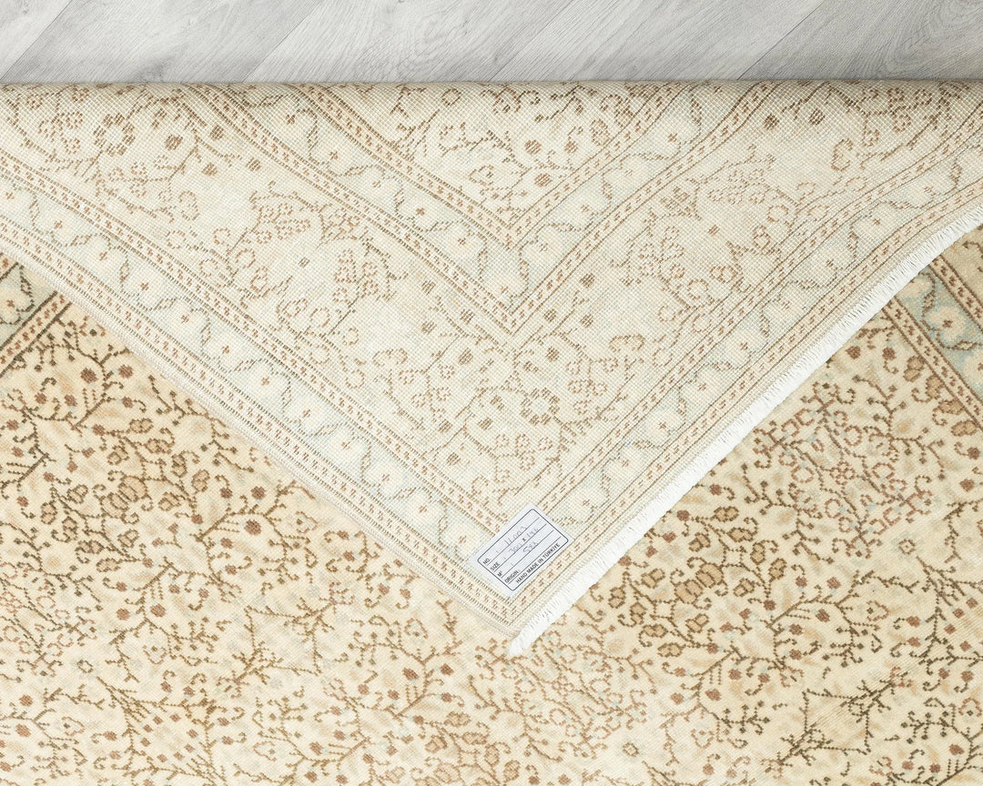 Beige Turkish Oushak Rug 6'5" x 9'10" Hand-Knotted | No. VR25239