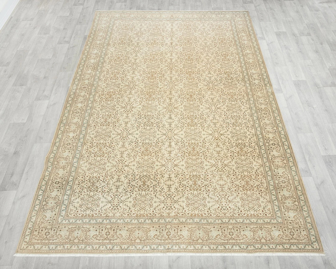 Beige Turkish Oushak Rug 6'5" x 9'10" Hand-Knotted | No. VR25239