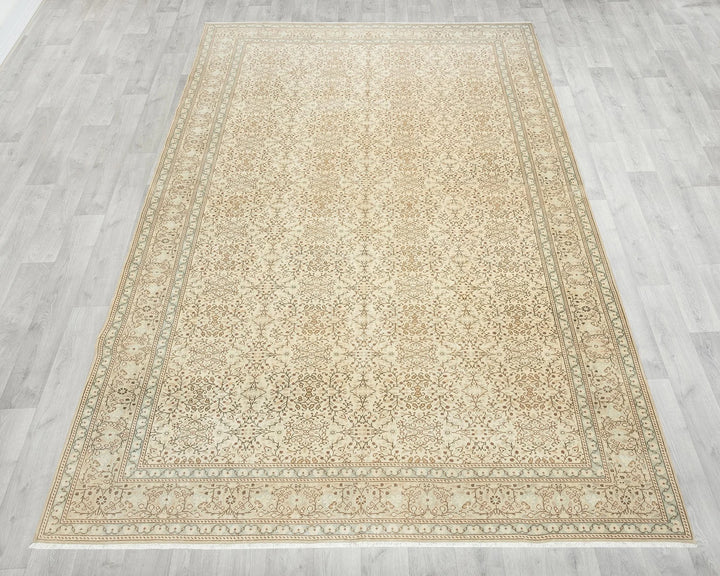 Beige Turkish Oushak Rug 6'5" x 9'10" Hand-Knotted | No. VR25239