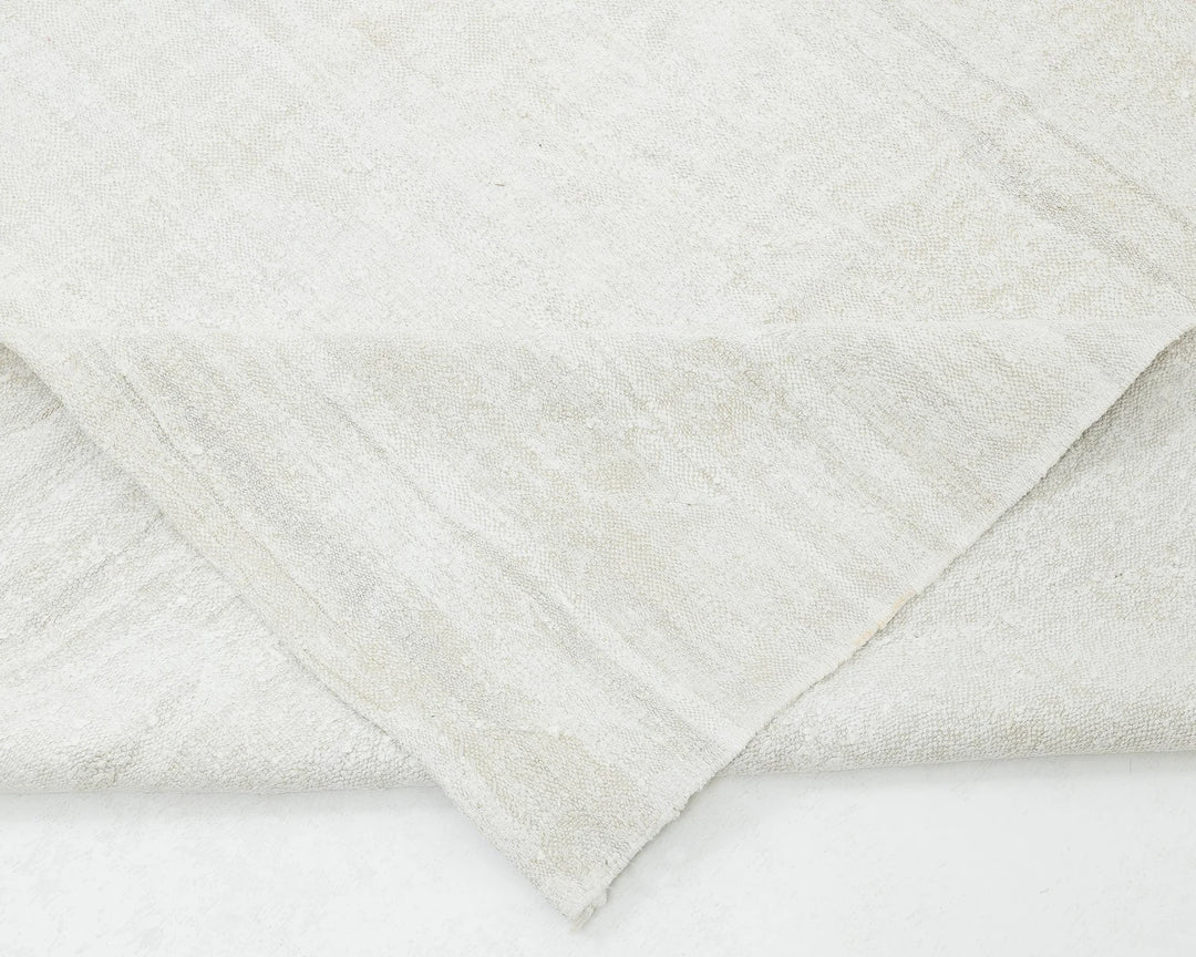 White Turkish Kilim Rug 11' 8" x 9' 1" Flat-Weave | No. VR25361