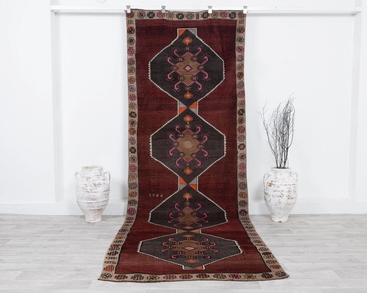 Multicolor Turkish Oushak Rug 3' 11" x 11' 2" Hand-Knotted | No. VR25403