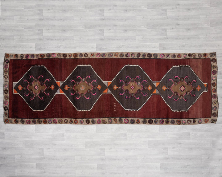 Multicolor Turkish Oushak Rug 3' 11" x 11' 2" Hand-Knotted | No. VR25403
