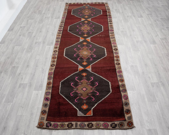 Multicolor Turkish Oushak Rug 3' 11" x 11' 2" Hand-Knotted | No. VR25403