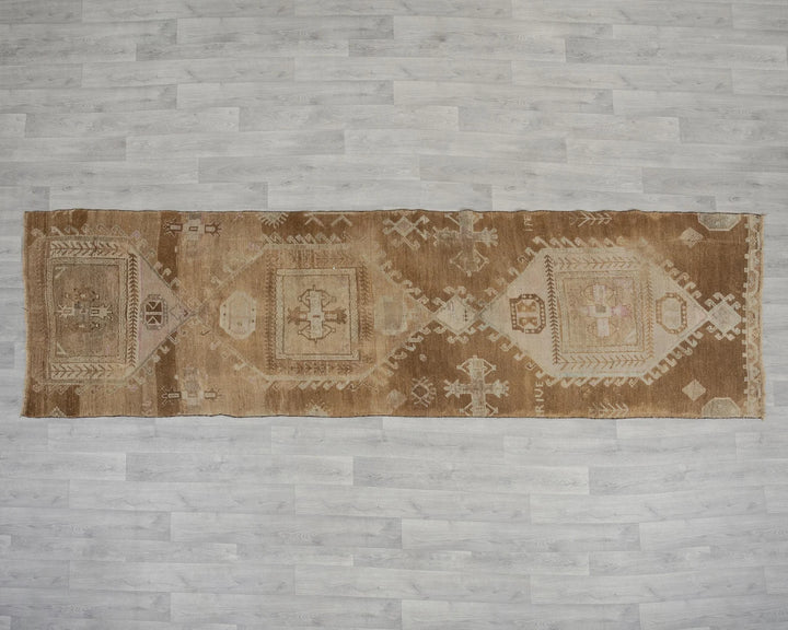 Beige Turkish Oushak Rug 3' 1" x 10' 7" Hand-Knotted view 9