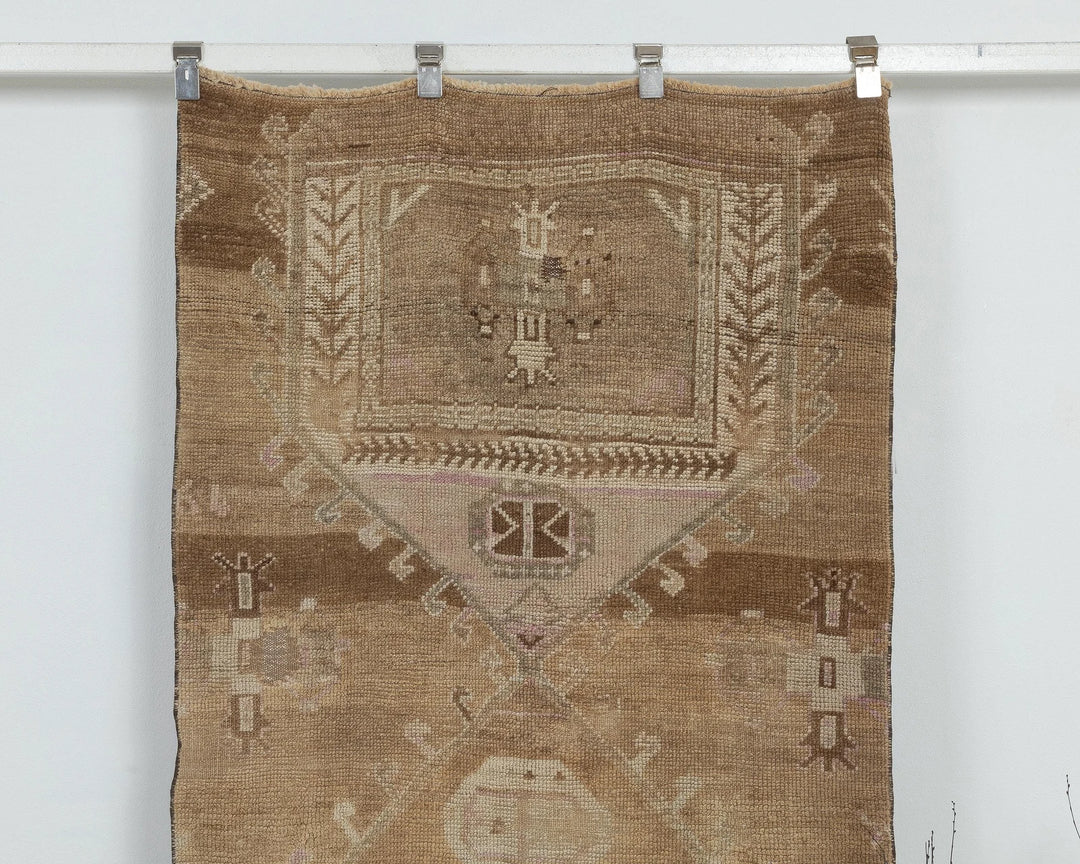 Beige Turkish Oushak Rug 3' 1" x 10' 7" Hand-Knotted view