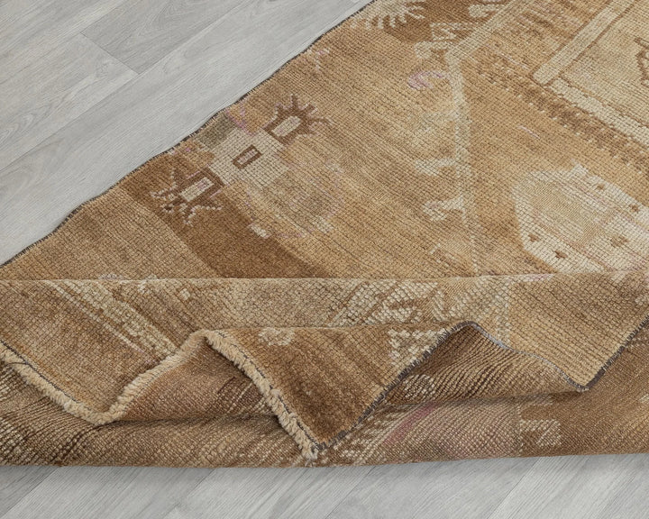 Beige Turkish Oushak Rug 3' 1" x 10' 7" Hand-Knotted field