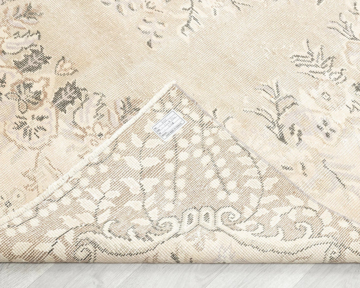 Beige Turkish Oushak Rug 9' 2" x 5' 7" Hand-Knotted | No. VR25463