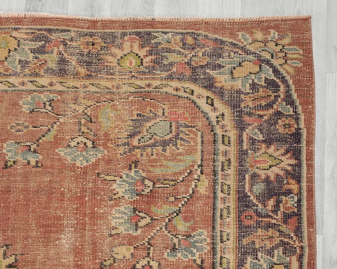 Multicolor Turkish Oushak Rug 6' x 9' Hand-Knotted | No. VR25670