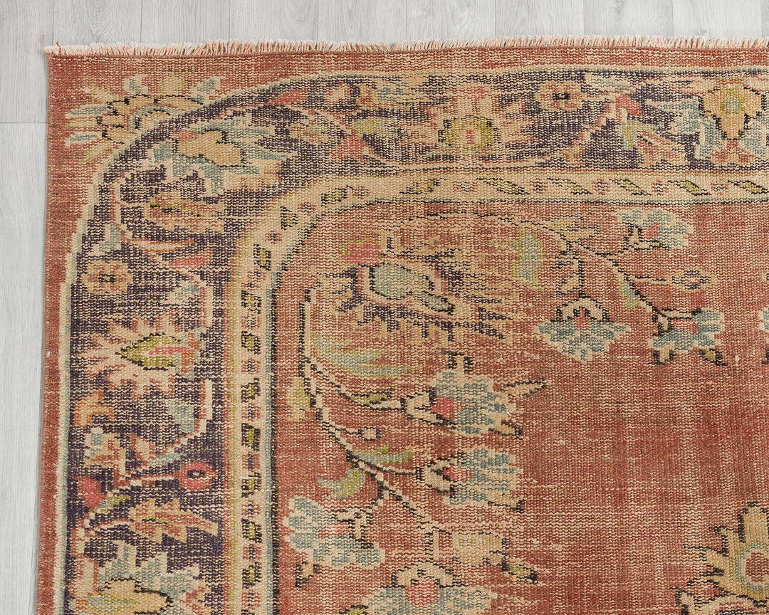 Multicolor Turkish Oushak Rug 6' x 9' Hand-Knotted | No. VR25670