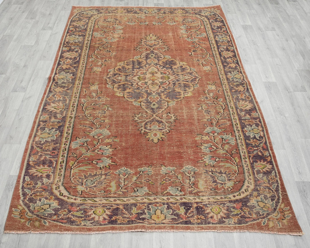 Multicolor Turkish Oushak Rug 6' x 9' Hand-Knotted | No. VR25670