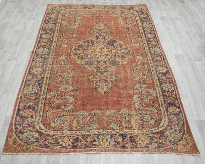 Multicolor Turkish Oushak Rug 6' x 9' Hand-Knotted | No. VR25670