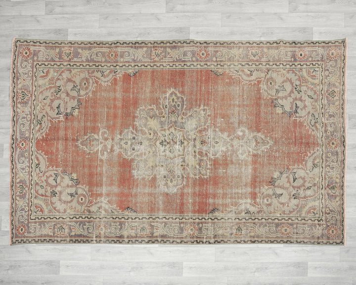 Red Turkish Oushak Rug 5' 7" x 8' 11" Hand-Knotted | No. VR25767