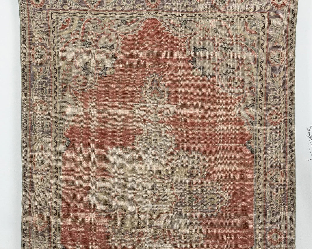 Red Turkish Oushak Rug 5' 7" x 8' 11" Hand-Knotted | No. VR25767