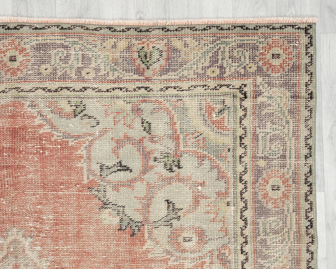 Red Turkish Oushak Rug 5' 7" x 8' 11" Hand-Knotted | No. VR25767