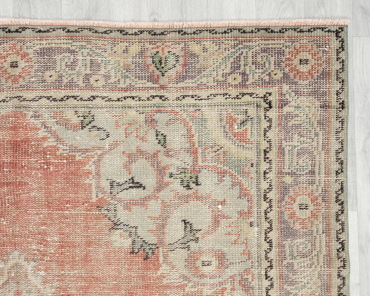 Red Turkish Oushak Rug 5' 7" x 8' 11" Hand-Knotted | No. VR25767