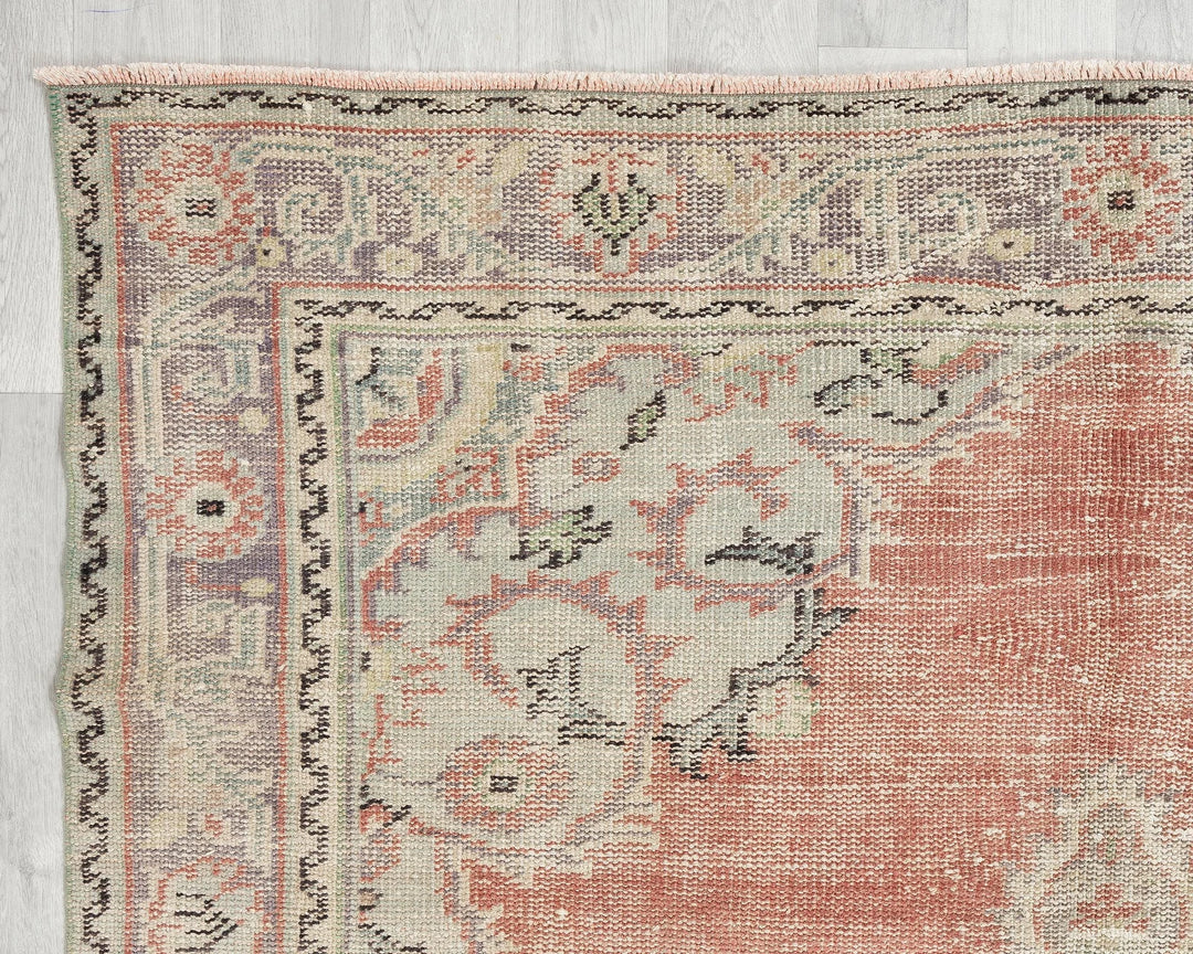 Red Turkish Oushak Rug 5' 7" x 8' 11" Hand-Knotted | No. VR25767