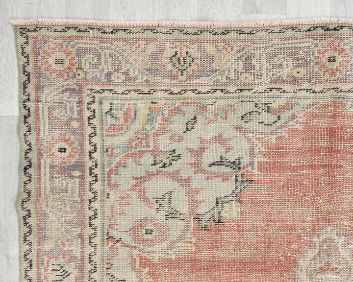 Red Turkish Oushak Rug 5' 7" x 8' 11" Hand-Knotted | No. VR25767