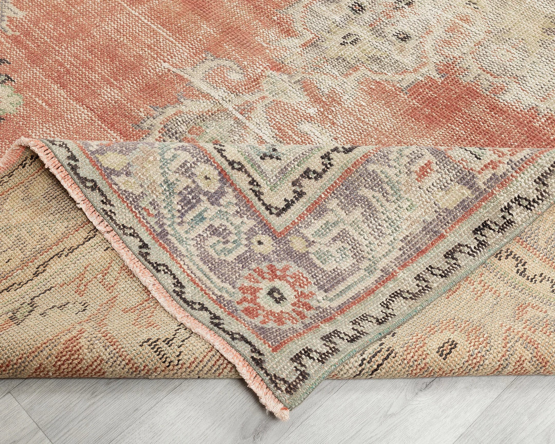 Red Turkish Oushak Rug 5' 7" x 8' 11" Hand-Knotted | No. VR25767