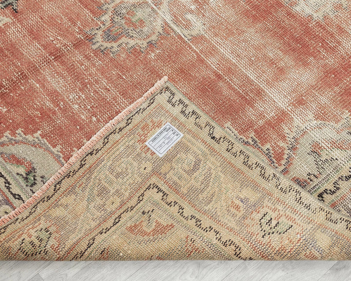 Red Turkish Oushak Rug 5' 7" x 8' 11" Hand-Knotted | No. VR25767