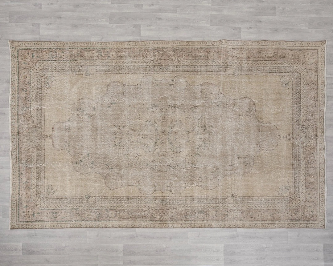 Beige Turkish Oushak Rug 7' x 10' Hand-Knotted | No. VR25806