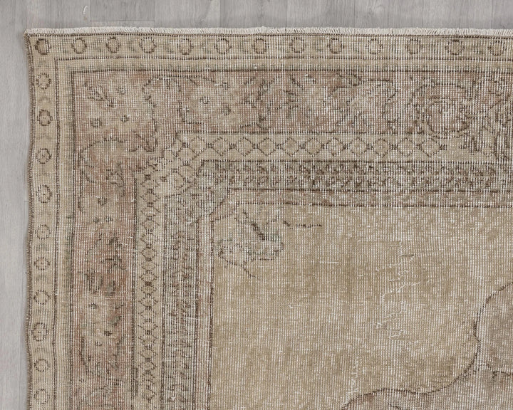 Beige Turkish Oushak Rug 7' x 10' Hand-Knotted | No. VR25806