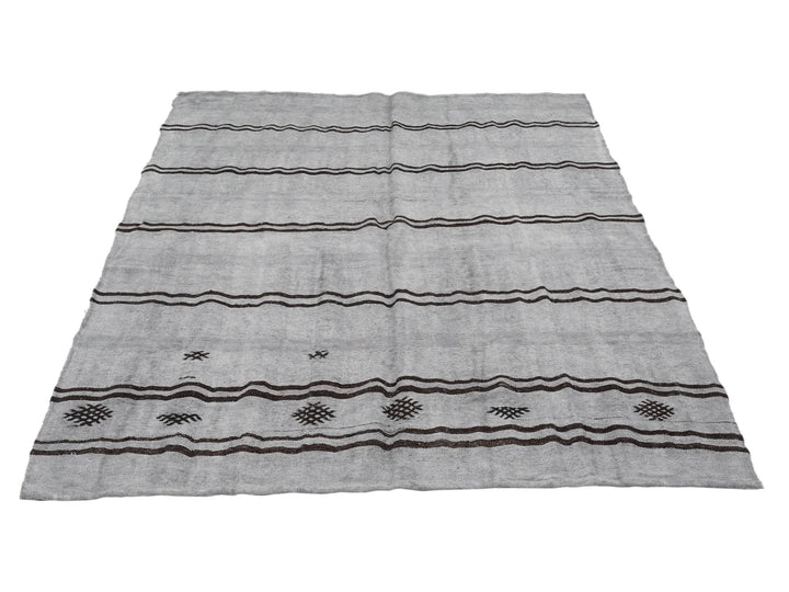 Blue Turkish Kilim Rug 5' 7" x 8' 5" Flat-Weave | No. VR25836