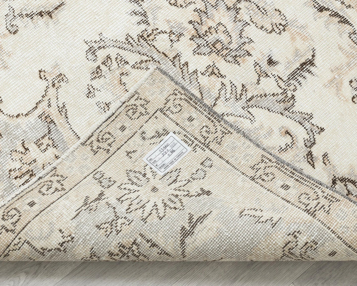 Beige Turkish Oushak Rug 6'7" x 9'5" Hand-Knotted | No. VR25837