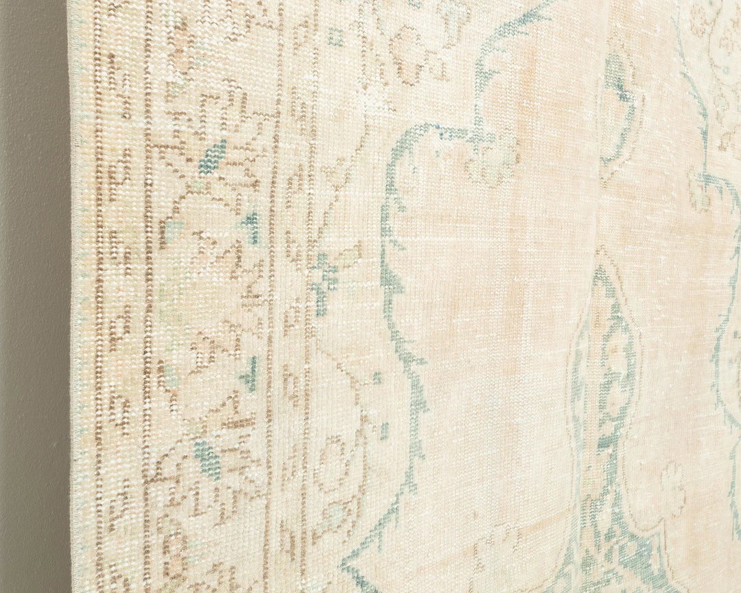 Beige Turkish Oushak Rug 9' 2" x 5' 7" Hand-Knotted | No. VR25879