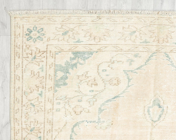 Beige Turkish Oushak Rug 9' 2" x 5' 7" Hand-Knotted | No. VR25879