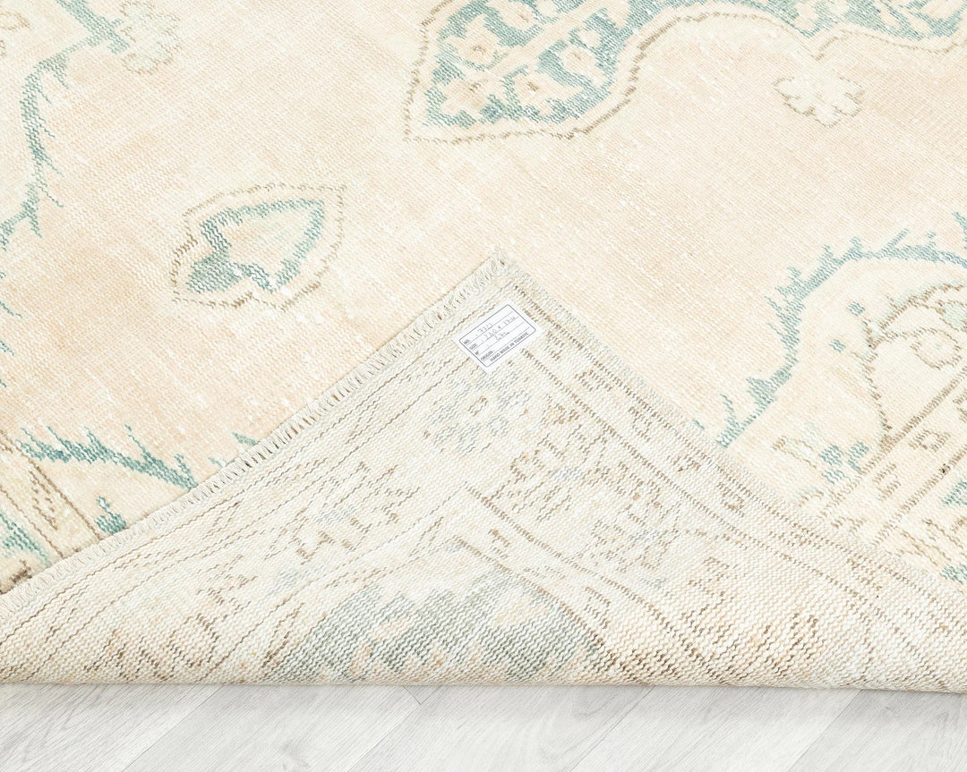 Beige Turkish Oushak Rug 9' 2" x 5' 7" Hand-Knotted | No. VR25879