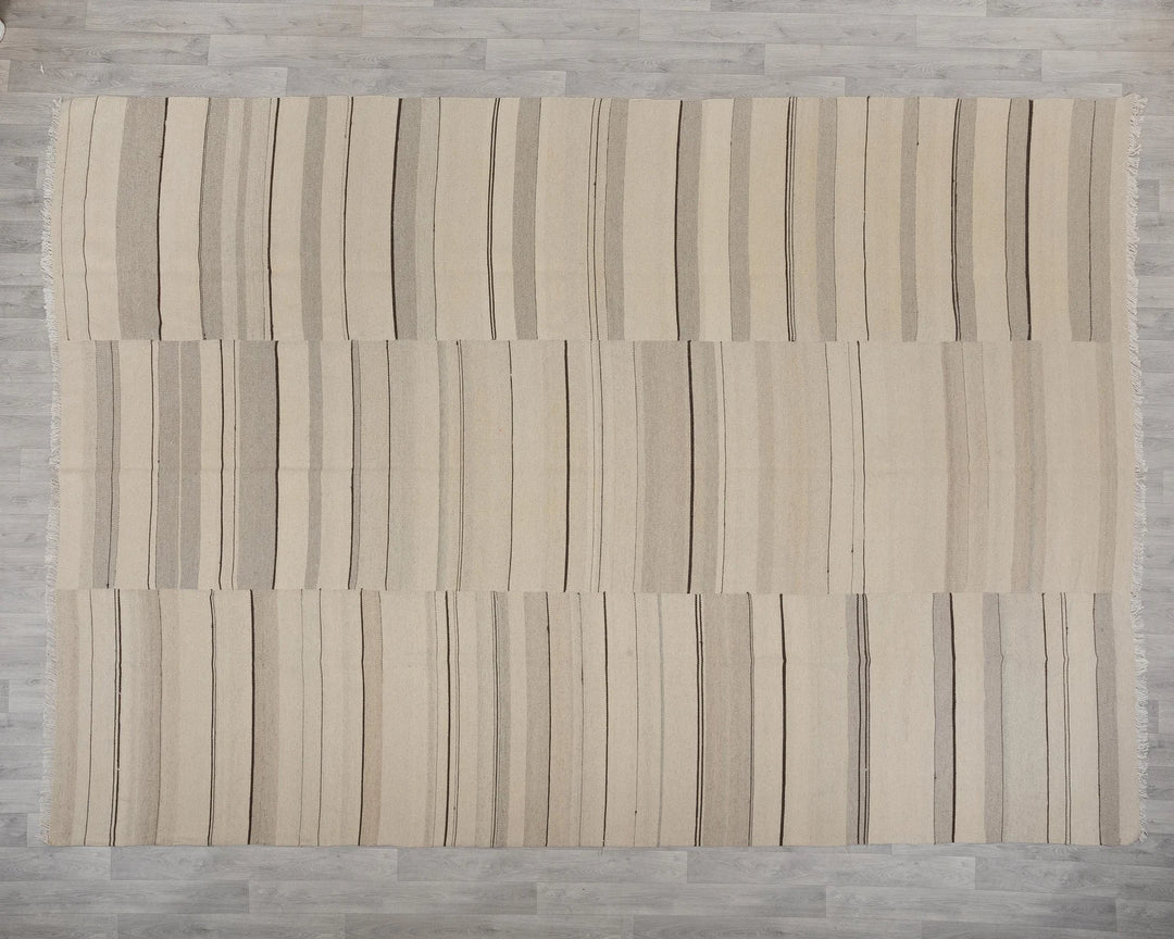 Beige Turkish Kilim Rug 9' 4" x 12' 6" Flat-Weave view 9