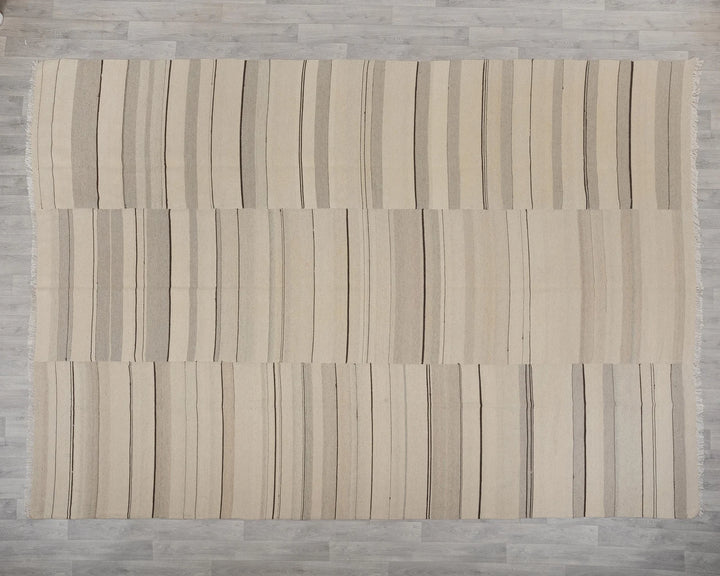 Beige Turkish Kilim Rug 9' 4" x 12' 6" Flat-Weave view 9