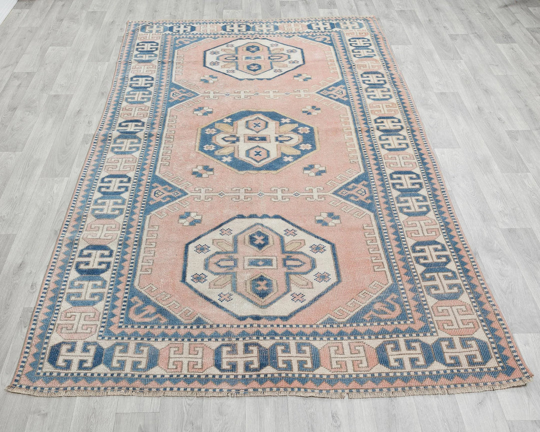 Pink Turkish Oushak Rug 5' 4" x 8' 4" Hand-Knotted | No. VR26022