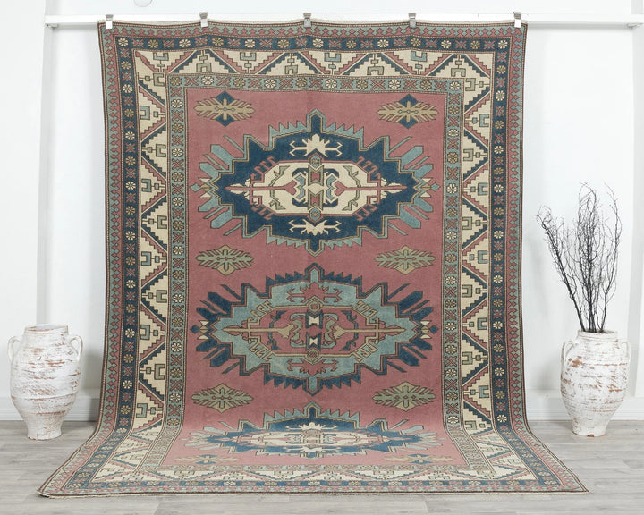 Multicolor Turkish Oushak Rug 6'7" x 9'10" Hand-Knotted | No. VR26176