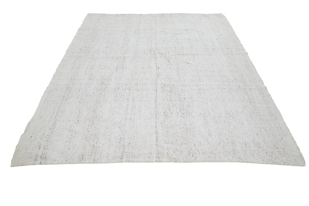 White Turkish Kilim Rug 6' 7" x 8' 10" Flat-Weave | No. VR26240