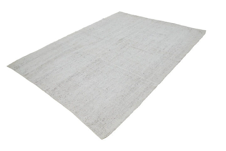 White Turkish Kilim Rug 6' 7" x 8' 10" Flat-Weave | No. VR26240
