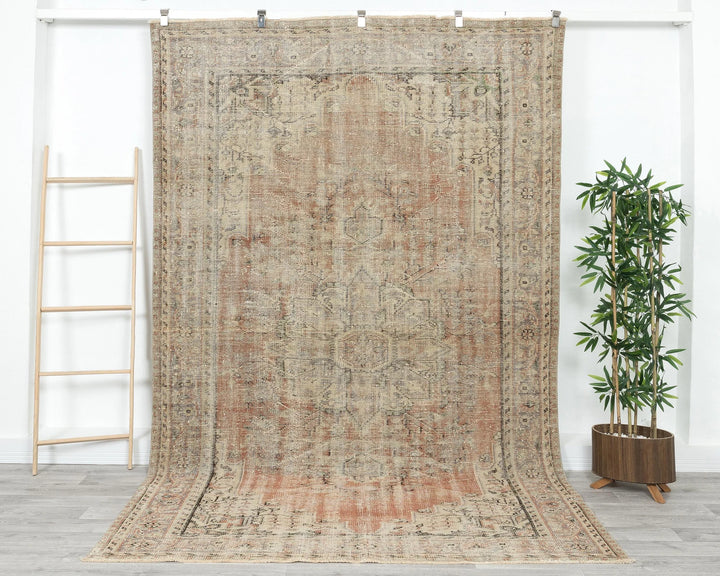 Orange Turkish Oushak Rug 6'1" x 9'8" Hand-Knotted | No. VR26321
