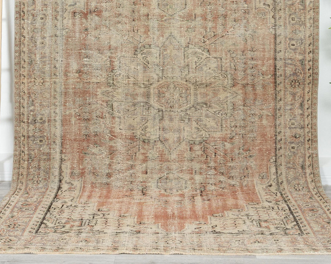 Orange Turkish Oushak Rug 6'1" x 9'8" Hand-Knotted | No. VR26321
