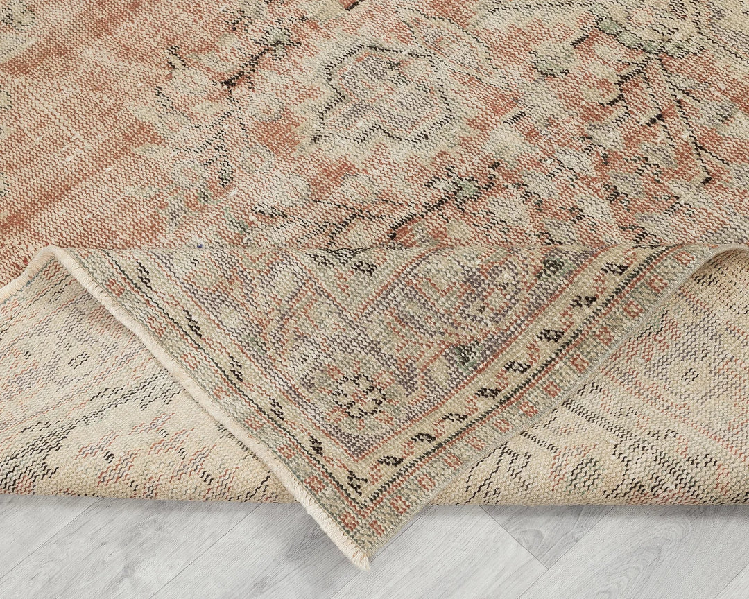 Orange Turkish Oushak Rug 6'1" x 9'8" Hand-Knotted | No. VR26321