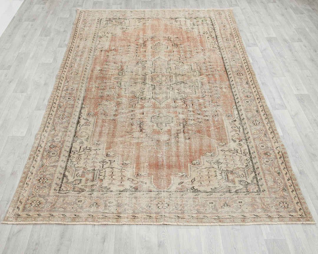 Orange Turkish Oushak Rug 6'1" x 9'8" Hand-Knotted | No. VR26321