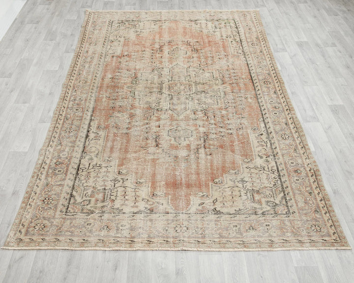 Orange Turkish Oushak Rug 6'1" x 9'8" Hand-Knotted | No. VR26321