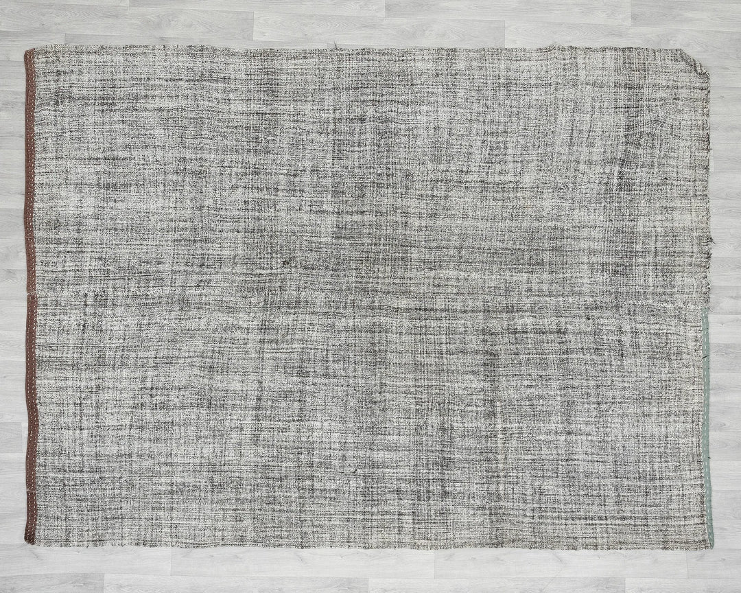 Black Turkish Kilim Rug 6'8" x 8'8" Flat-Weave view 9