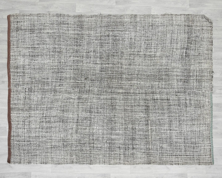 Black Turkish Kilim Rug 6'8" x 8'8" Flat-Weave view 9