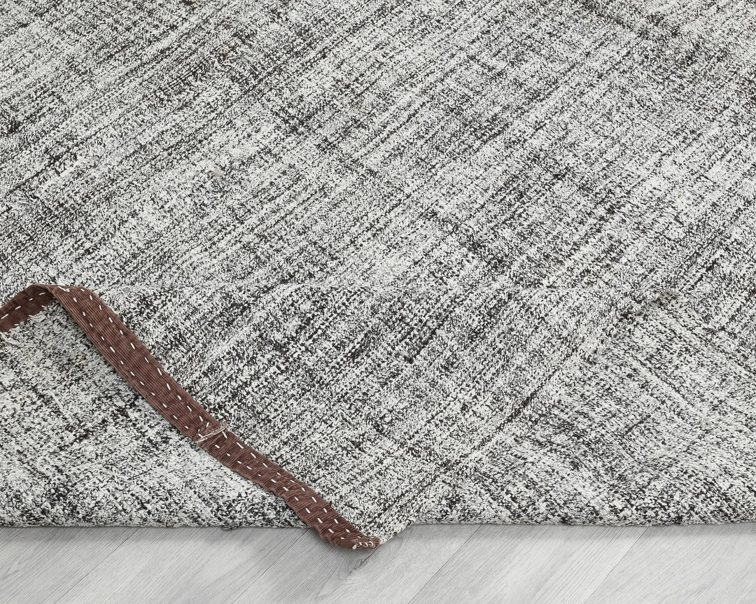 Black Turkish Kilim Rug 6'8" x 8'8" Flat-Weave field