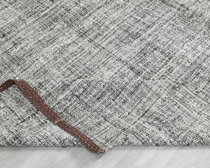 Black Turkish Kilim Rug 6'8" x 8'8" Flat-Weave field