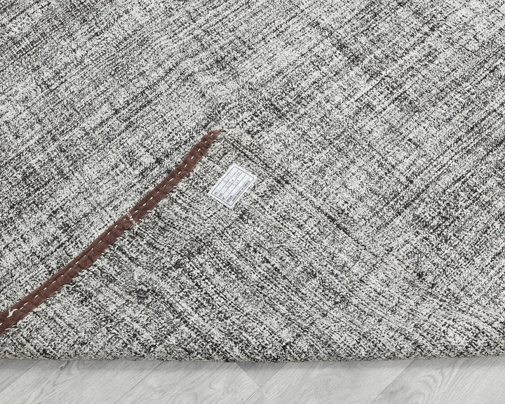 Black Turkish Kilim Rug 6'8" x 8'8" Flat-Weave texture