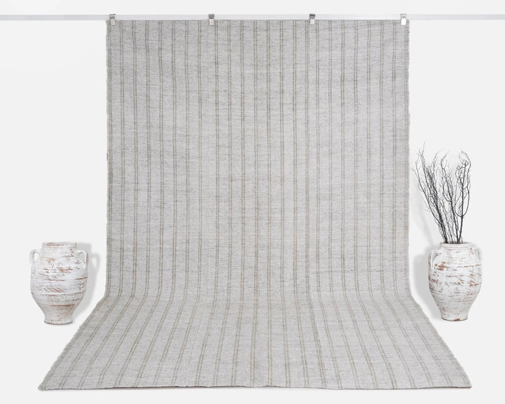 Gray Turkish Kilim Rug 7' 2" x 10' 8" Flat-Weave | No. VR26587