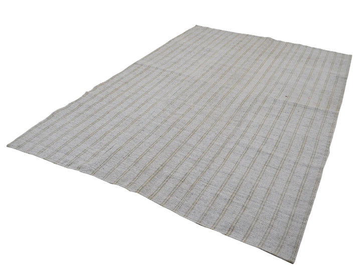 Gray Turkish Kilim Rug 7' 2" x 10' 8" Flat-Weave | No. VR26587